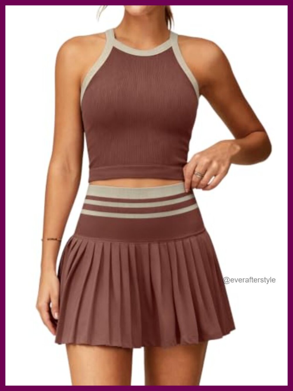 QINSEN Women's Tennis Skirt Set with Built-In Shorts and Tank Top 2 Piece